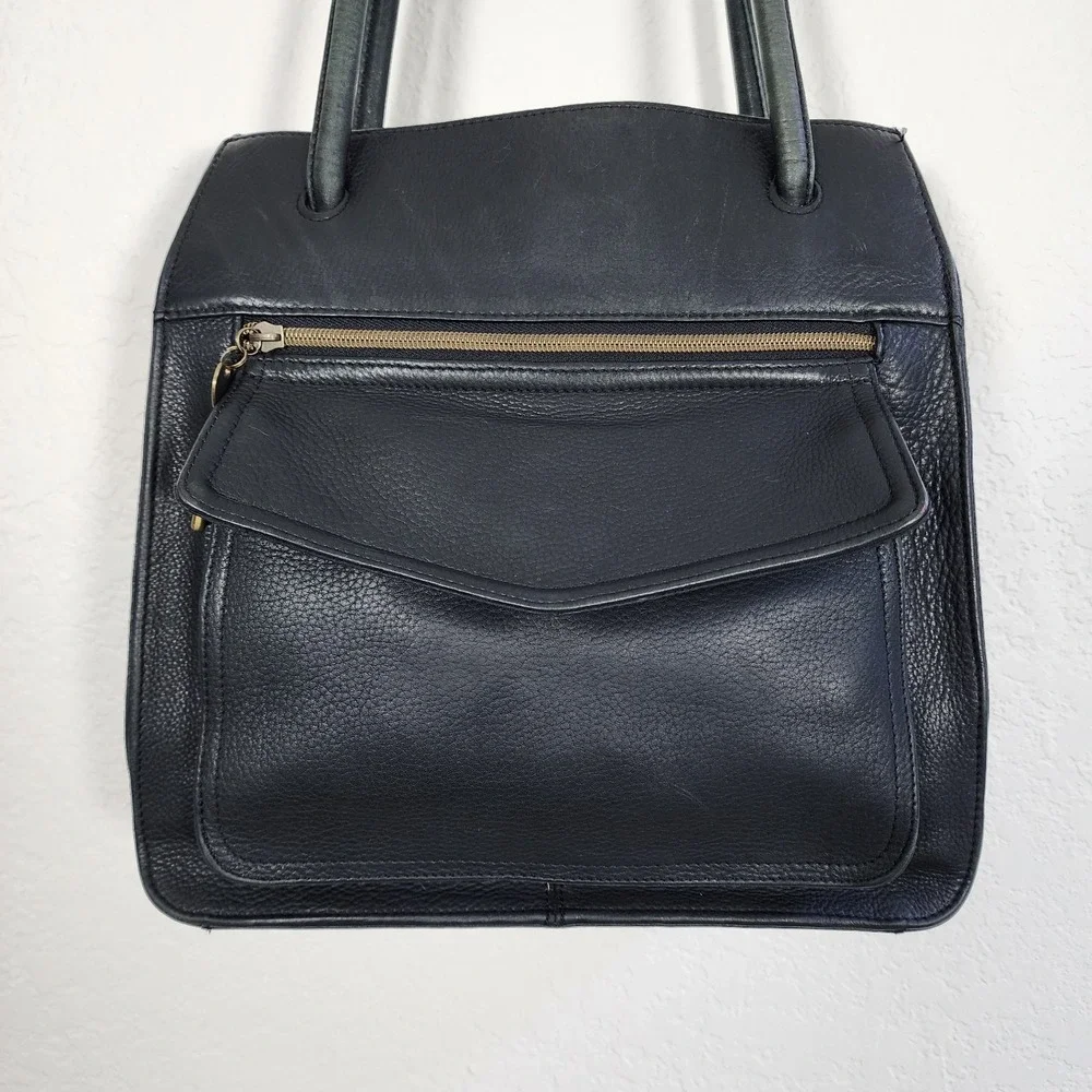 Vintage Fossil Black Pebbled Leather Shoulder bag Hand bag Purse 75082 11X11